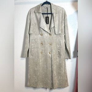 Free People x Blank NYC Collaboration Vegan Suede Trench Coat XS Iced Chai $148